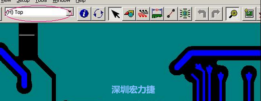 如果圖形像下圖一樣無法顯示鉆孔，只須圖（186）將紅色圈住的活動層改為當(dāng)前顯示層即可。